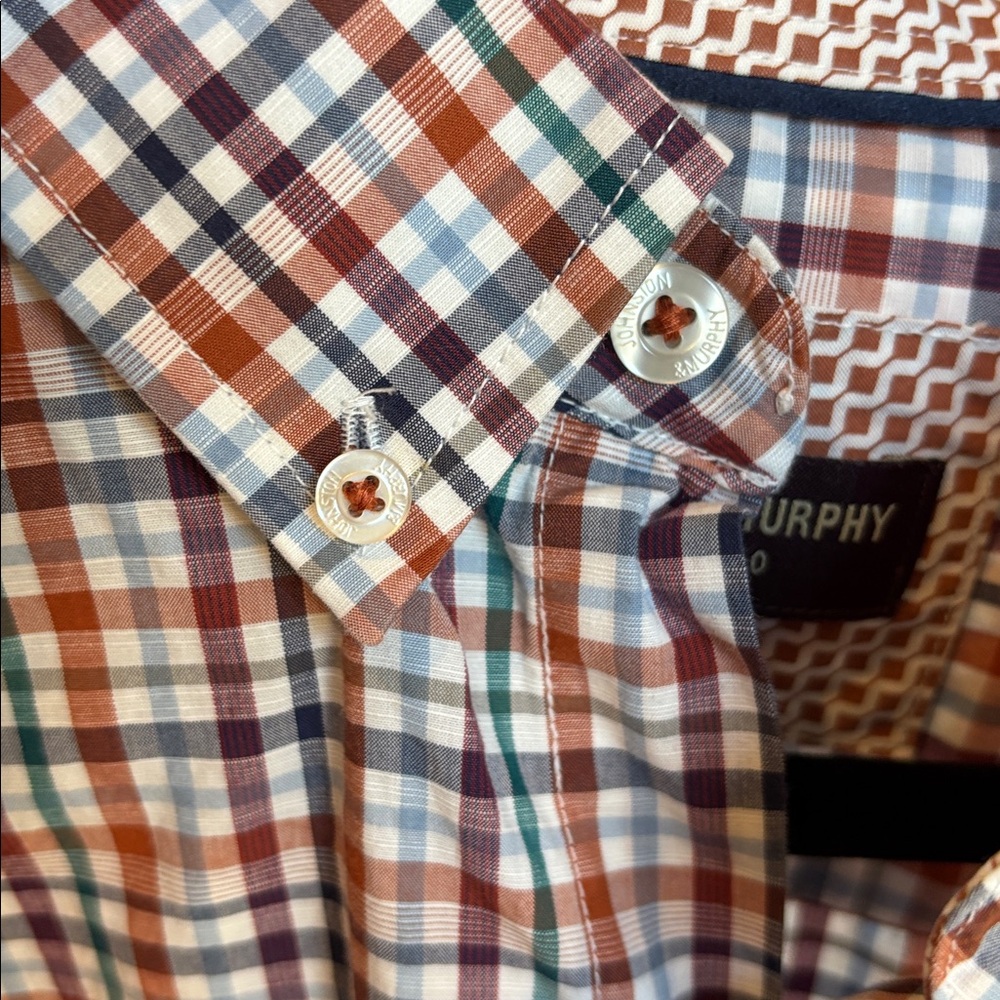 Johnston & Murphy Men’s XL Multi-Color Gingham/Plaid Long Sleeve 100% Cotton - Picture 10 of 10